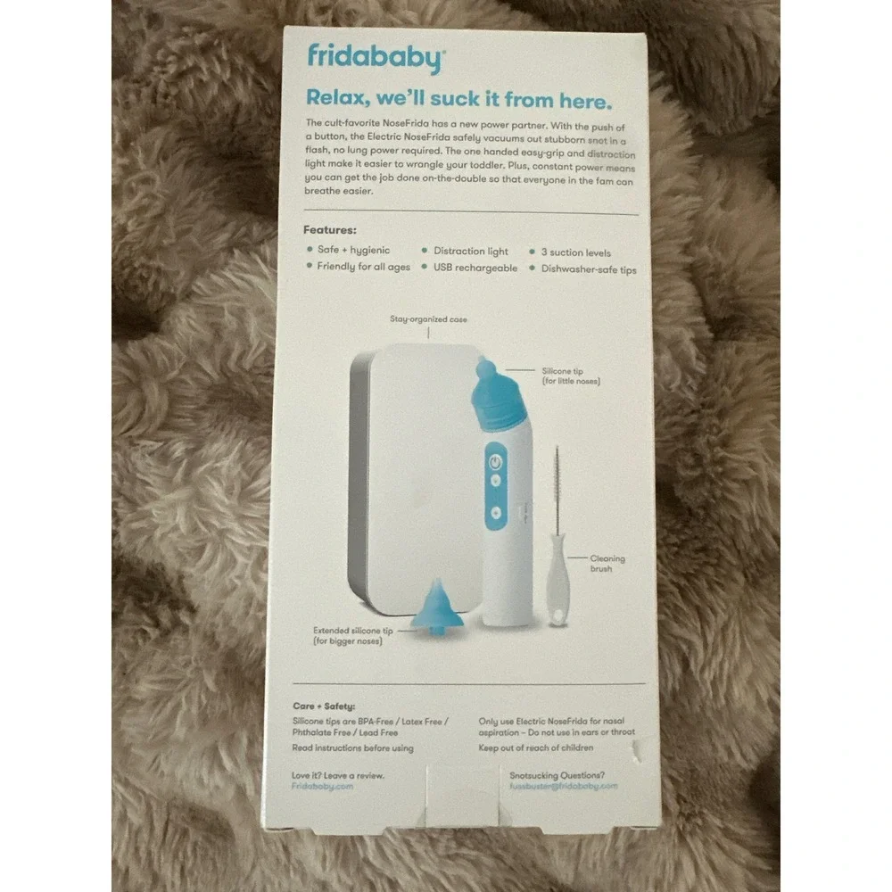 FridaBaby Electric‎ NoseFrida Nasal Aspirator 3 Suction Levels USB Rechargeable